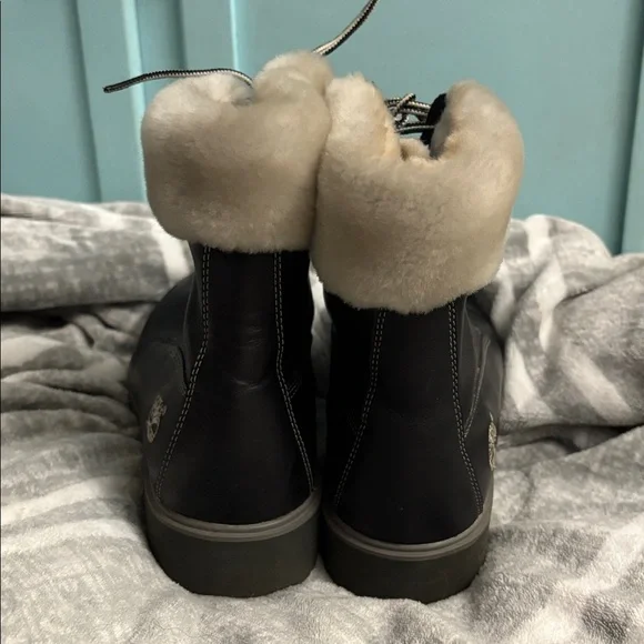 Timberland Women's Black & White High Top Leather Winter Boots - Picture 3 of 11